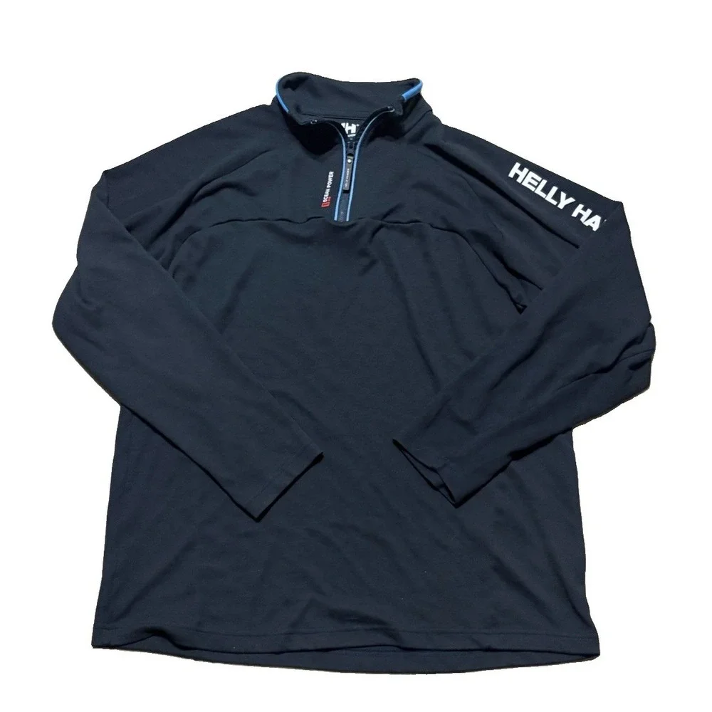 Helly Hansen Mens 2XL HP Half Zip Pullover Black Outdoor Logo Long Sleeve